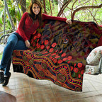Adelaide Crows ANZAC Day Quilt Indigenous Dot Art with Poppy Flower Tribute