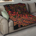 Adelaide Crows ANZAC Day Quilt Indigenous Dot Art with Poppy Flower Tribute