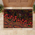 Adelaide Crows ANZAC Day Rubber Doormat Indigenous Dot Art with Poppy Flower Tribute