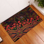 Adelaide Crows ANZAC Day Rubber Doormat Indigenous Dot Art with Poppy Flower Tribute