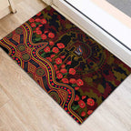 Adelaide Crows ANZAC Day Rubber Doormat Indigenous Dot Art with Poppy Flower Tribute