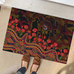 Adelaide Crows ANZAC Day Rubber Doormat Indigenous Dot Art with Poppy Flower Tribute