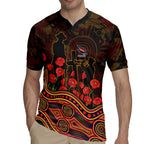 Adelaide Crows ANZAC Day Rugby Jersey Indigenous Dot Art with Poppy Flower Tribute
