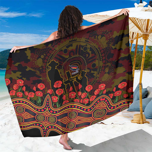 Adelaide Crows ANZAC Day Sarong Indigenous Dot Art with Poppy Flower Tribute