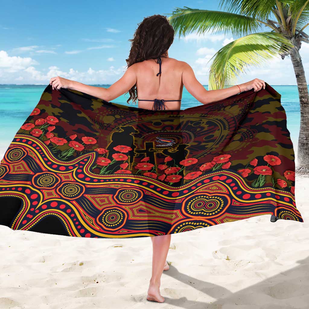 Adelaide Crows ANZAC Day Sarong Indigenous Dot Art with Poppy Flower Tribute