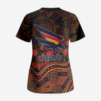 Adelaide Crows ANZAC Day Scrub Top Indigenous Dot Art with Poppy Flower Tribute