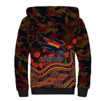 Adelaide Crows ANZAC Day Sherpa Hoodie Indigenous Dot Art with Poppy Flower Tribute