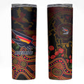 Adelaide Crows ANZAC Day Skinny Tumbler Indigenous Dot Art with Poppy Flower Tribute