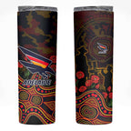 Adelaide Crows ANZAC Day Skinny Tumbler Indigenous Dot Art with Poppy Flower Tribute