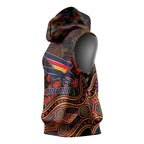 Adelaide Crows ANZAC Day Sleeveless Hoodie Indigenous Dot Art with Poppy Flower Tribute