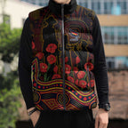 Adelaide Crows ANZAC Day Sleeveless Puffer Jacket Indigenous Dot Art with Poppy Flower Tribute