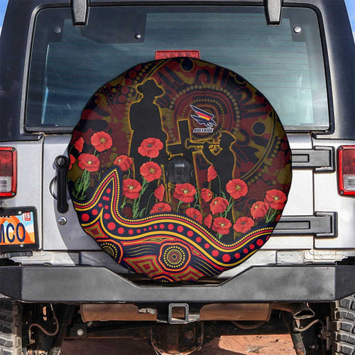Adelaide Crows ANZAC Day Spare Tire Cover Indigenous Dot Art with Poppy Flower Tribute