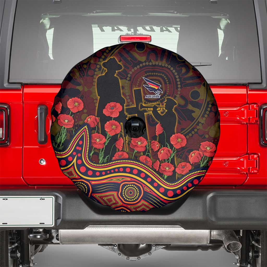 Adelaide Crows ANZAC Day Spare Tire Cover Indigenous Dot Art with Poppy Flower Tribute