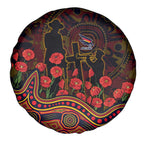 Adelaide Crows ANZAC Day Spare Tire Cover Indigenous Dot Art with Poppy Flower Tribute