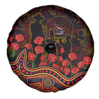 Adelaide Crows ANZAC Day Spare Tire Cover Indigenous Dot Art with Poppy Flower Tribute