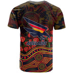 Adelaide Crows ANZAC Day T Shirt Indigenous Dot Art with Poppy Flower Tribute