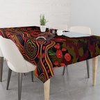 Adelaide Crows ANZAC Day Tablecloth Indigenous Dot Art with Poppy Flower Tribute