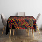 Adelaide Crows ANZAC Day Tablecloth Indigenous Dot Art with Poppy Flower Tribute