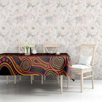 Adelaide Crows ANZAC Day Tablecloth Indigenous Dot Art with Poppy Flower Tribute