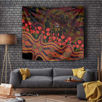 Adelaide Crows ANZAC Day Tapestry Indigenous Dot Art with Poppy Flower Tribute