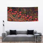 Adelaide Crows ANZAC Day Tapestry Indigenous Dot Art with Poppy Flower Tribute