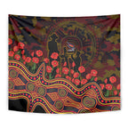 Adelaide Crows ANZAC Day Tapestry Indigenous Dot Art with Poppy Flower Tribute
