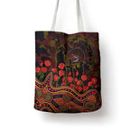 Adelaide Crows ANZAC Day Tote Bag Indigenous Dot Art with Poppy Flower Tribute