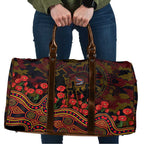 Adelaide Crows ANZAC Day Travel Bag Indigenous Dot Art with Poppy Flower Tribute