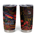Adelaide Crows ANZAC Day Tumbler Cup Indigenous Dot Art with Poppy Flower Tribute