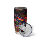 Adelaide Crows ANZAC Day Tumbler Cup Indigenous Dot Art with Poppy Flower Tribute