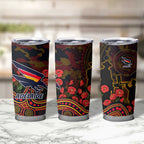 Adelaide Crows ANZAC Day Tumbler Cup Indigenous Dot Art with Poppy Flower Tribute