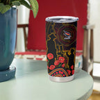 Adelaide Crows ANZAC Day Tumbler Cup Indigenous Dot Art with Poppy Flower Tribute