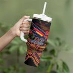 Adelaide Crows ANZAC Day Tumbler With Handle Indigenous Dot Art with Poppy Flower Tribute