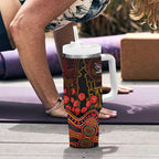 Adelaide Crows ANZAC Day Tumbler With Handle Indigenous Dot Art with Poppy Flower Tribute