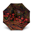 Adelaide Crows ANZAC Day Umbrella Indigenous Dot Art with Poppy Flower Tribute