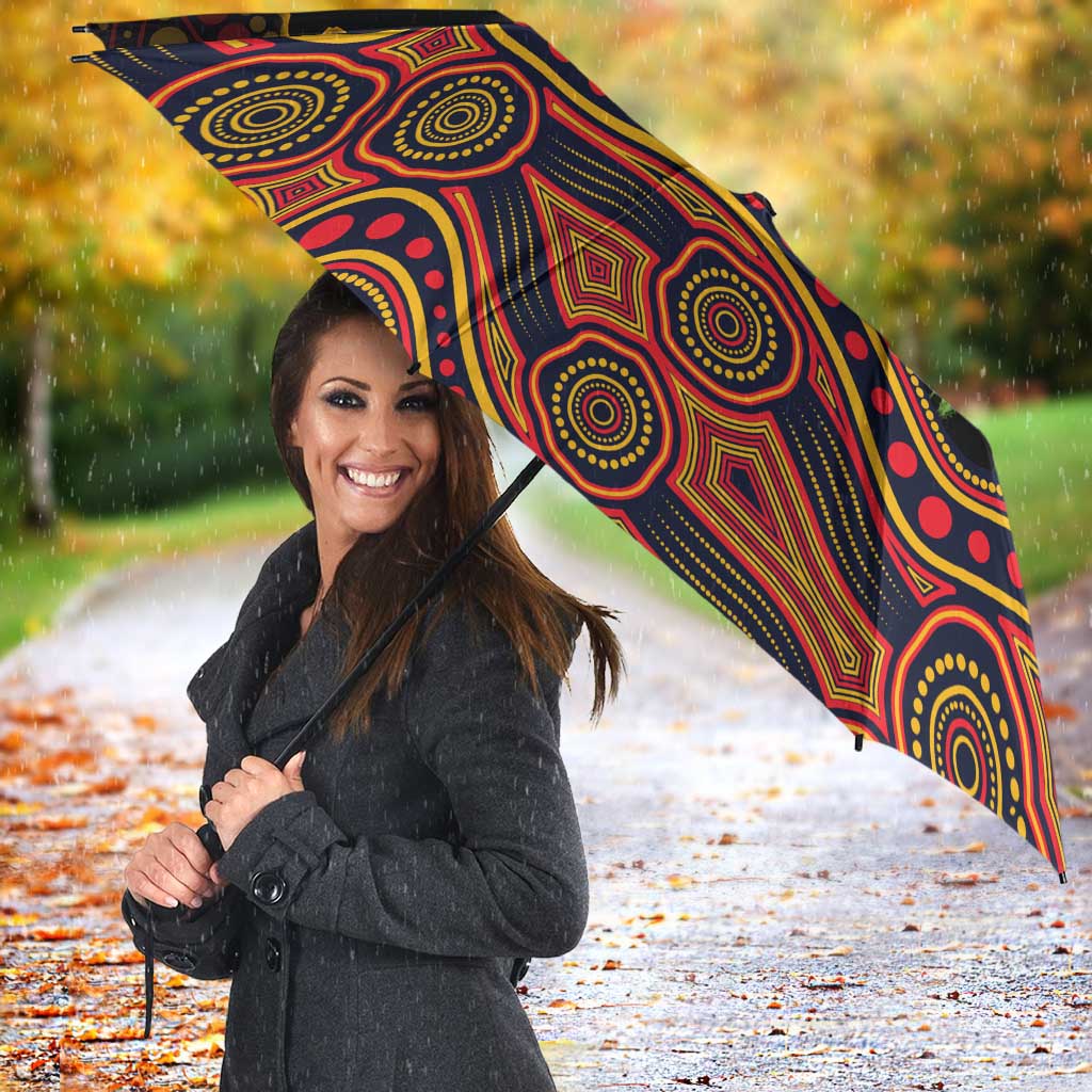 Adelaide Crows ANZAC Day Umbrella Indigenous Dot Art with Poppy Flower Tribute