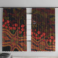 Adelaide Crows ANZAC Day Window Curtain Indigenous Dot Art with Poppy Flower Tribute