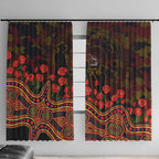 Adelaide Crows ANZAC Day Window Curtain Indigenous Dot Art with Poppy Flower Tribute