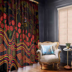 Adelaide Crows ANZAC Day Window Curtain Indigenous Dot Art with Poppy Flower Tribute