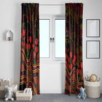 Adelaide Crows ANZAC Day Window Curtain Indigenous Dot Art with Poppy Flower Tribute