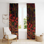 Adelaide Crows ANZAC Day Window Curtain Indigenous Dot Art with Poppy Flower Tribute