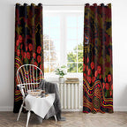 Adelaide Crows ANZAC Day Window Curtain Indigenous Dot Art with Poppy Flower Tribute