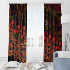 Adelaide Crows ANZAC Day Window Curtain Indigenous Dot Art with Poppy Flower Tribute