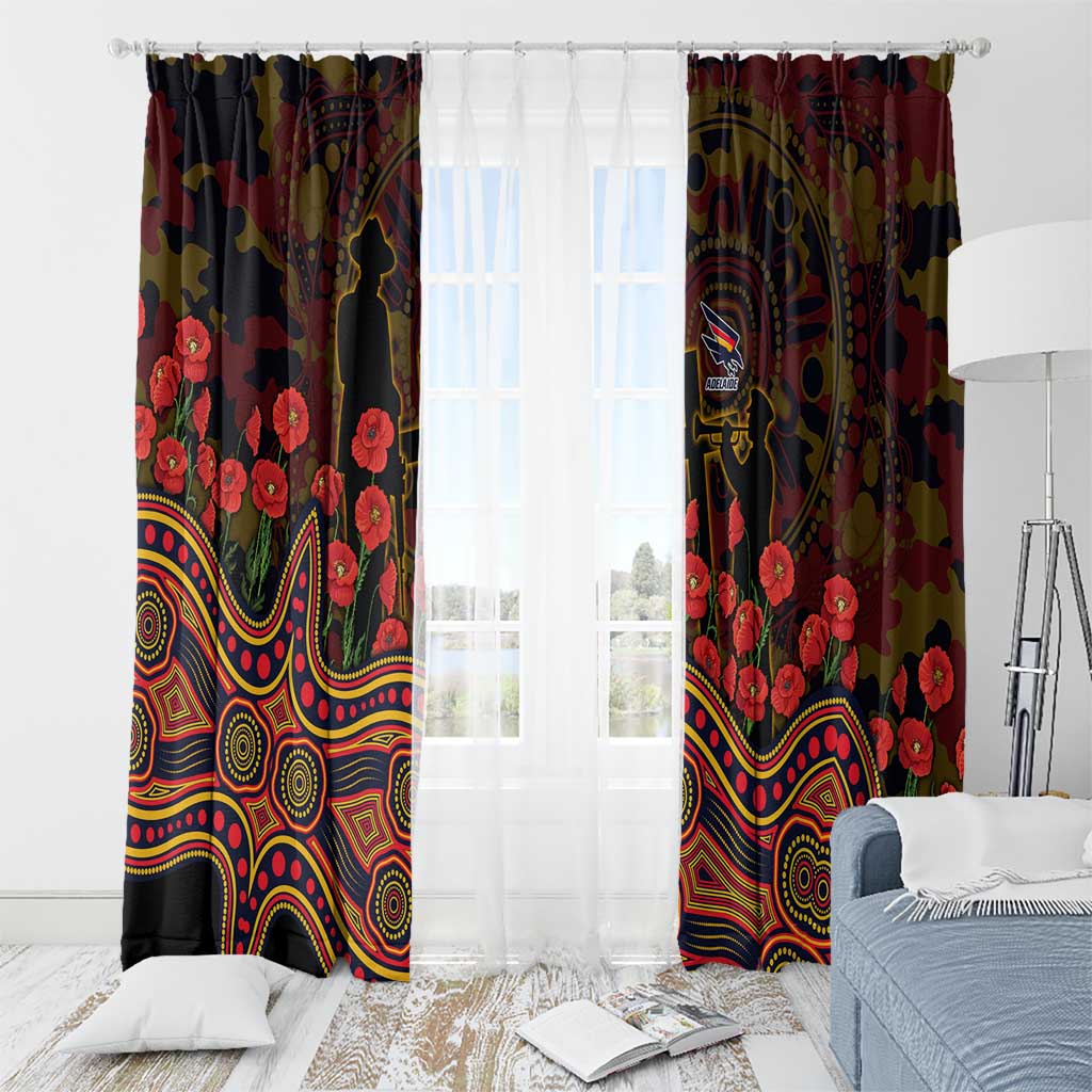 Adelaide Crows ANZAC Day Window Curtain Indigenous Dot Art with Poppy Flower Tribute