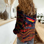 Adelaide Crows ANZAC Day Women Casual Shirt Indigenous Dot Art with Poppy Flower Tribute