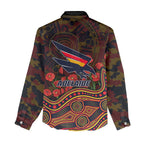 Adelaide Crows ANZAC Day Women Casual Shirt Indigenous Dot Art with Poppy Flower Tribute