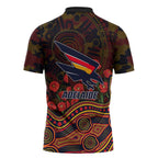 Adelaide Crows ANZAC Day Zipper Polo Shirt Indigenous Dot Art with Poppy Flower Tribute