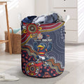 Personalized Adelaide Crows Mascot Laundry Basket Aboriginal Dot Art Style Vibrant Indigenous Pattern Design