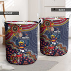 Personalized Adelaide Crows Mascot Laundry Basket Aboriginal Dot Art Style Vibrant Indigenous Pattern Design