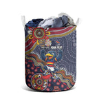 Personalized Adelaide Crows Mascot Laundry Basket Aboriginal Dot Art Style Vibrant Indigenous Pattern Design